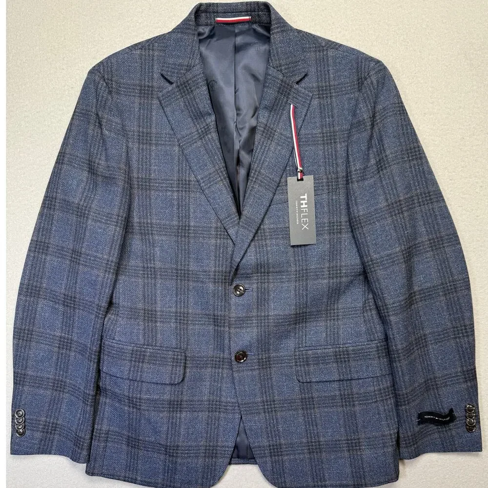 Tommy Hilfiger Men's Modern-Fit Check Sport Coat navy/brown  38S $295